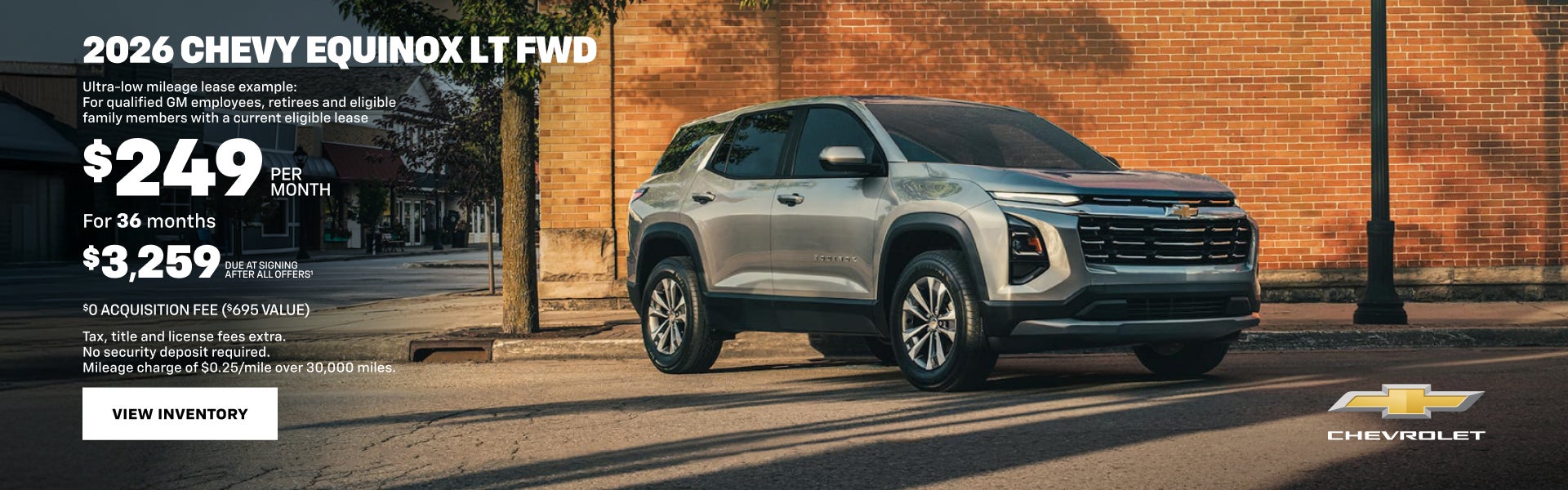 2026 Chevy Equinox LT FWD. Ultra-low mileage lease example: For qualified GM employees, retirees ...